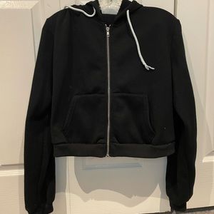 cropped black zip-up